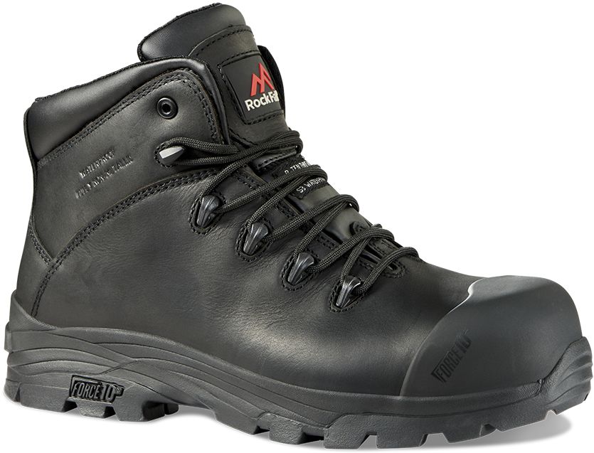 Rockfall TC1070 Black Fibreglass Toe Capped Unisex Safety Boots, UK 10, EU 44