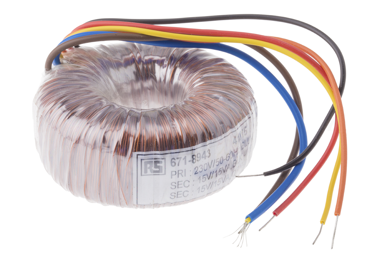 RS PRO 230V ac, 2 x 15V ac Toroidal Transformer, 30VA 2 Output