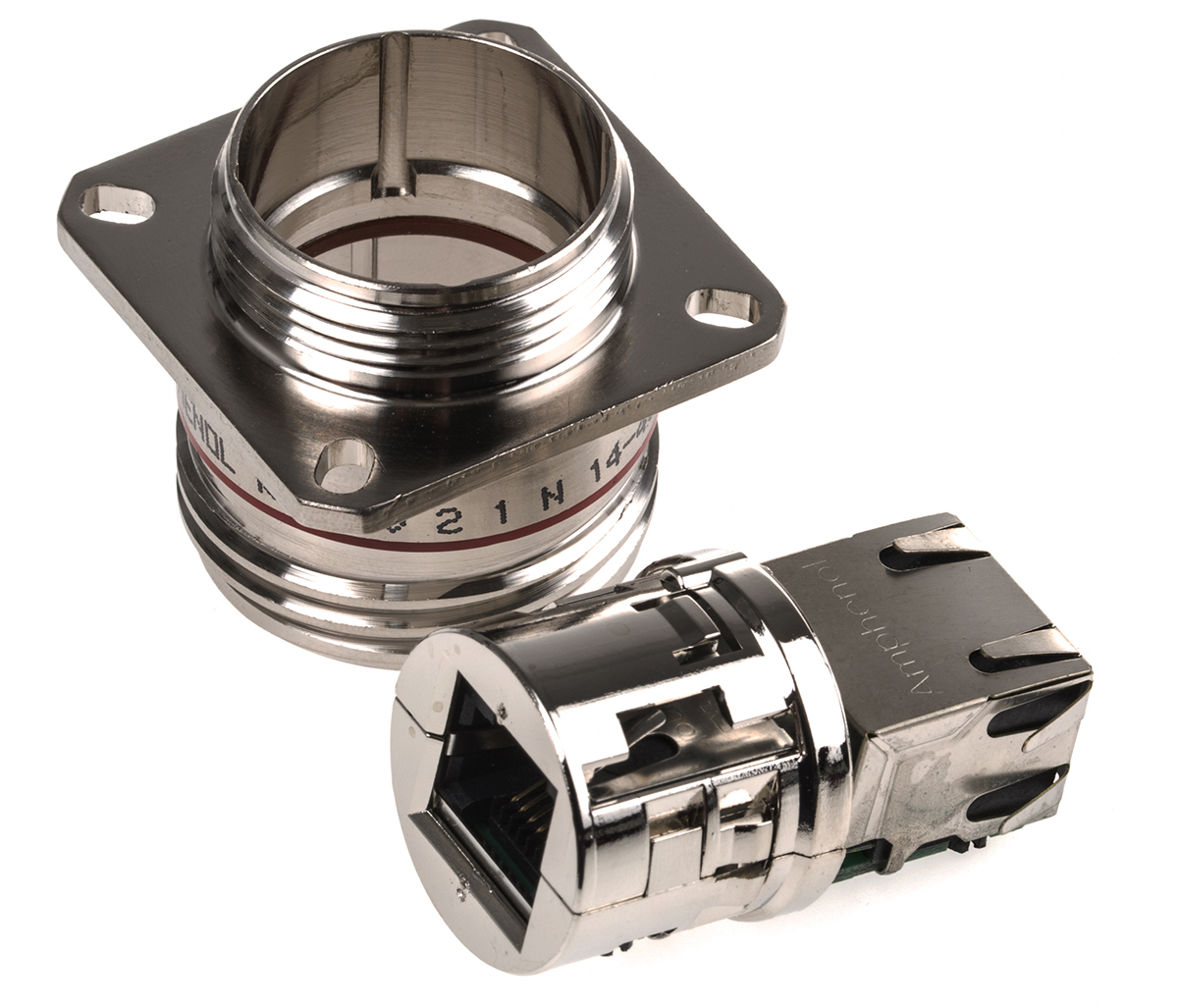 Amphenol Socapex RJFTV Series Female RJ45 Connector, Panel Mount, Cat5e Straight 1 Port 8 -Way