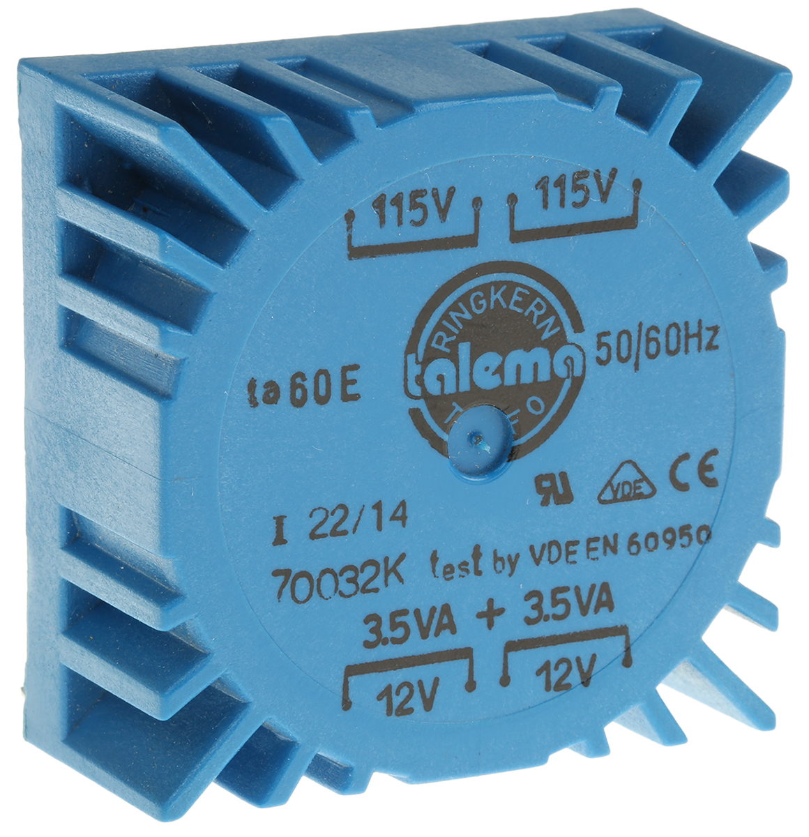 Nuvotem Talema 115 V ac, 230 V ac, 2 x 12V ac Toroidal Transformer, 7VA 2 Output