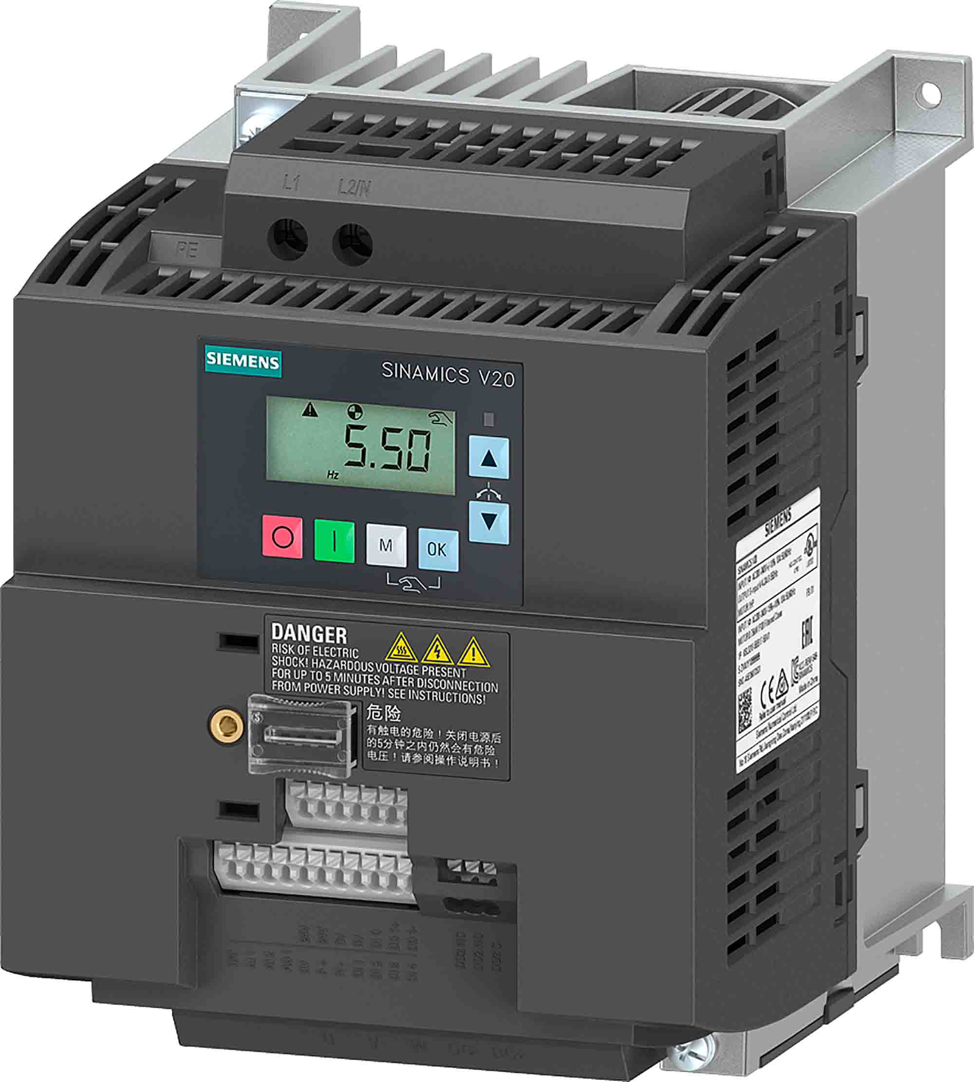 Siemens Inverter Drive, 2.2 kW, 1 Phase, 200 → 240 V ac, 11 A, SINAMICS V20 Series