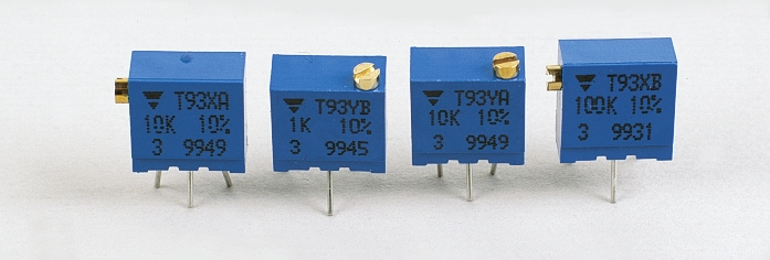 1kΩ, Through Hole Trimmer Potentiometer 0.5W Side Adjust Vishay, T93