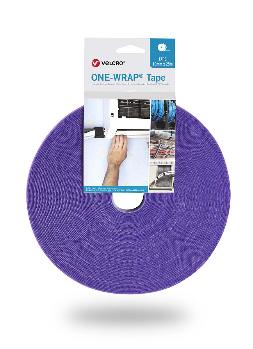 VELCRO® Purple Hook & Loop Tape, 10mm x 25m