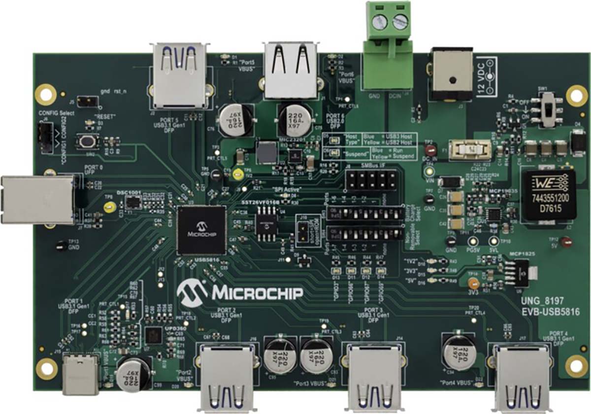 Microchip EVB-USB5816 Evaluation Board USB5816 Interface Board for Provides the necessary requirements and interface