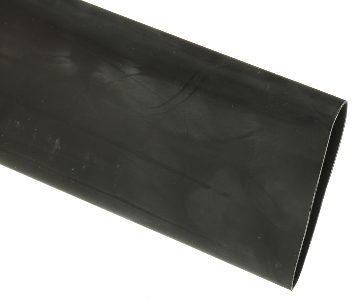 RS PRO Halogen Free Heat Shrink Tubing, Black 38.1mm Sleeve Dia. x 1.2m Length 2:1 Ratio