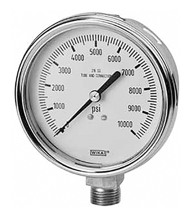 WIKA Analogue Pressure Gauge 2000psi Bottom Entry 100mm Outside Diameter, UKAS