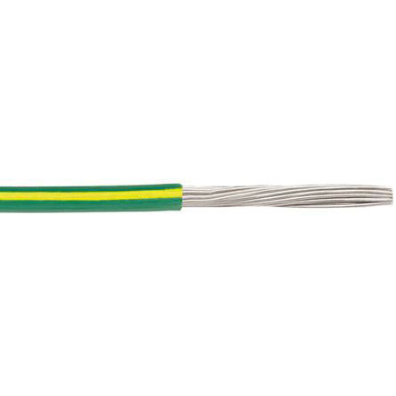 Alpha Wire Ecogen Ecowire Series Green/Yellow 0.08 mm² Hook Up Wire, 28 AWG, 7/0.12 mm, 30m, MPPE Insulation, 6710 GY005