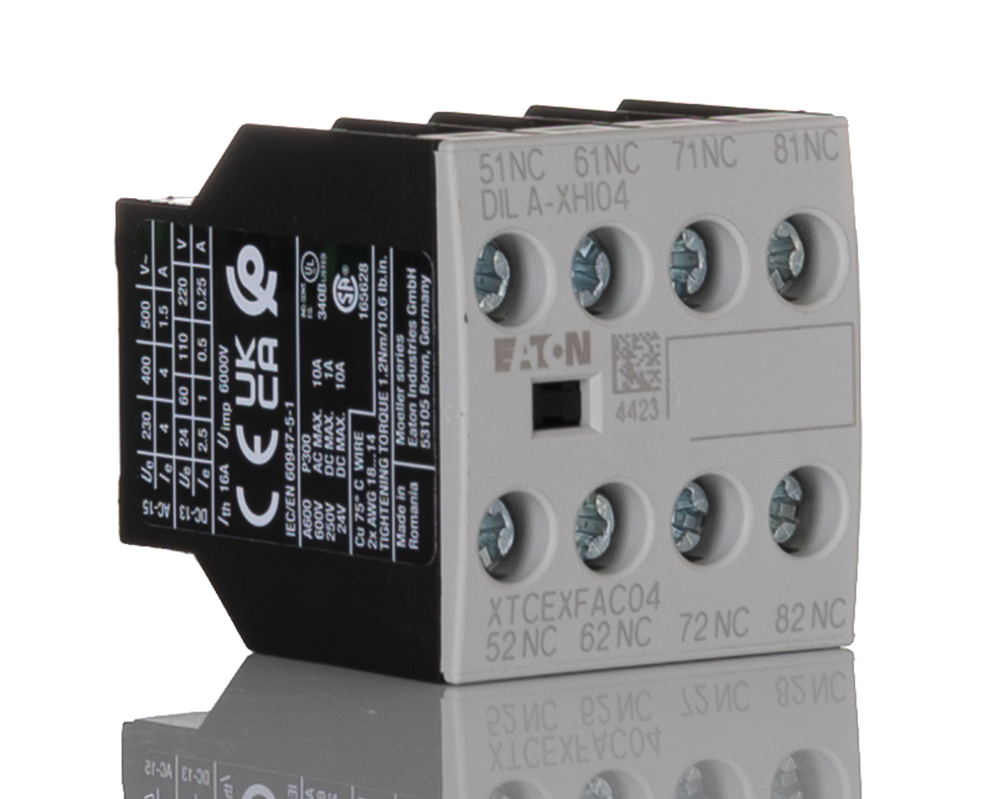 Eaton Auxiliary Contact, 4 Contact, 4 NC, Front Fixing, DILA, DILM7 - DILM38