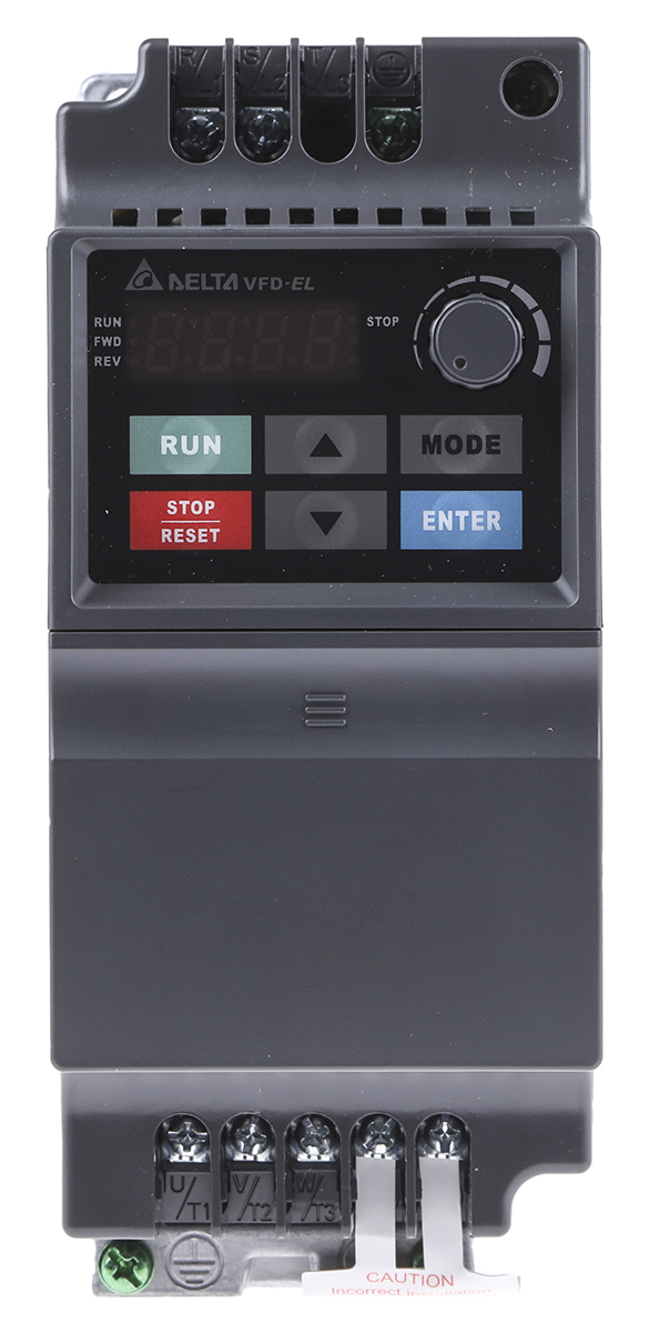 Delta Electronics Inverter Drive, 0.4 kW, 1 Phase, 230 V ac, 6.5 A, VFD-EL Series