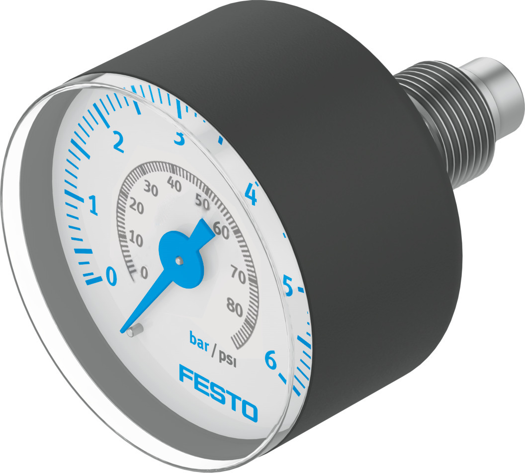 Festo R 1/8 Analogue Pressure Gauge 6bar Inline 40mm Outside Diameter