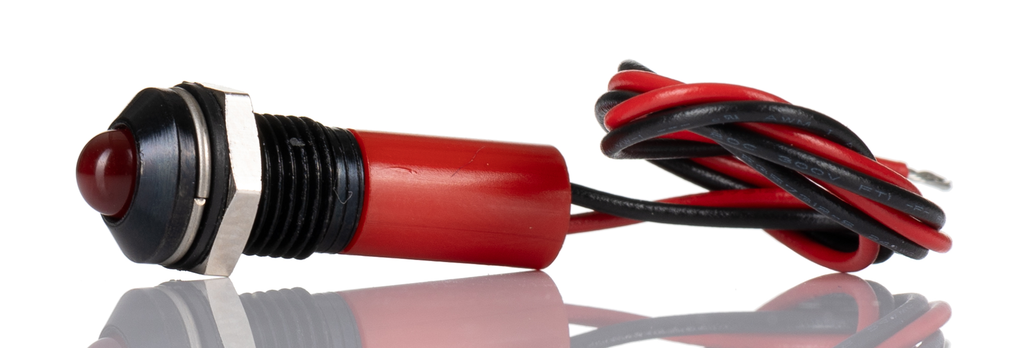 RS PRO Red Panel Mount Indicator, 2V dc, 8mm Mounting Hole Size, Lead Wires Termination, IP67