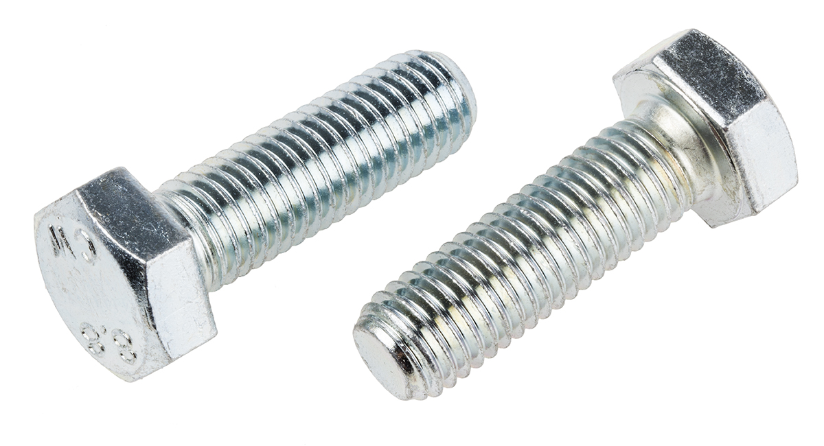 RS PRO Bright Zinc Plated Steel, Hex Bolt, M14 x 45mm