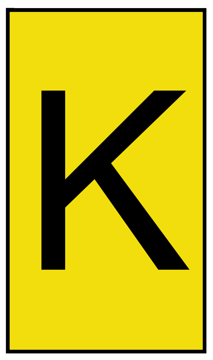HellermannTyton Ovalgrip Slide On Cable Markers, Black on Yellow, Pre-printed "K", 2.5 → 6mm Cable, 901-10462