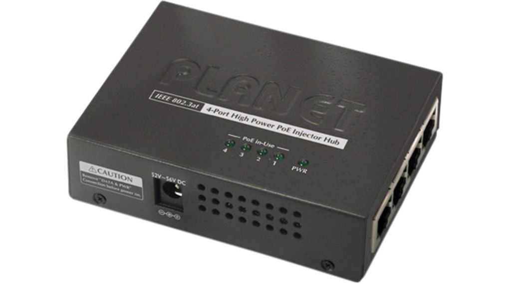 Planet 4 Port POE Injector, 52V dc Output, 120W