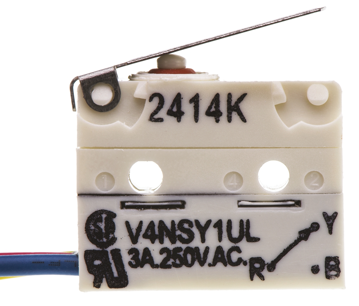 Saia-Burgess Short Lever Micro Switch, Pre-wired Terminal, 3 A @ 250 V ac, SPDT, IP67