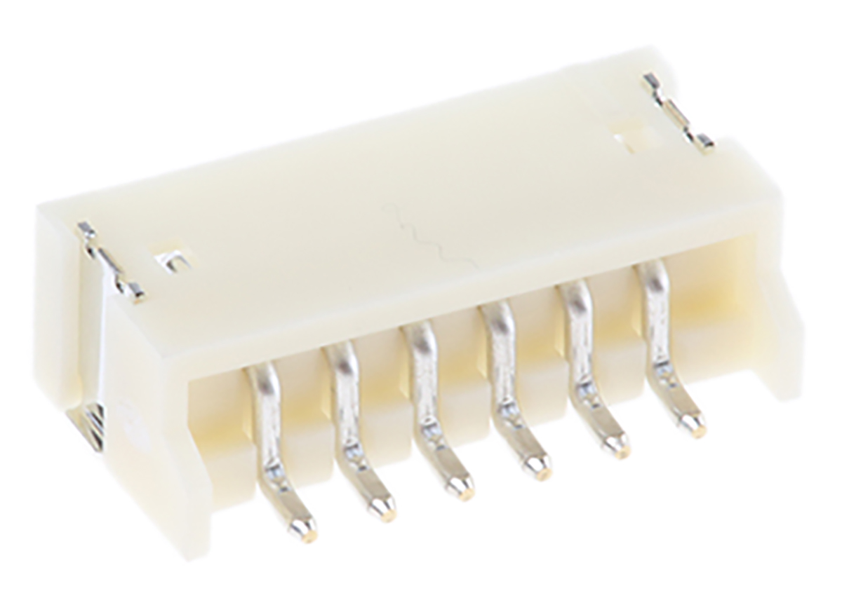 JST ZH Series Right Angle Surface PCB Header, 6 Contact(s), 1.5 mm Pitch, 1 Row, Shrouded