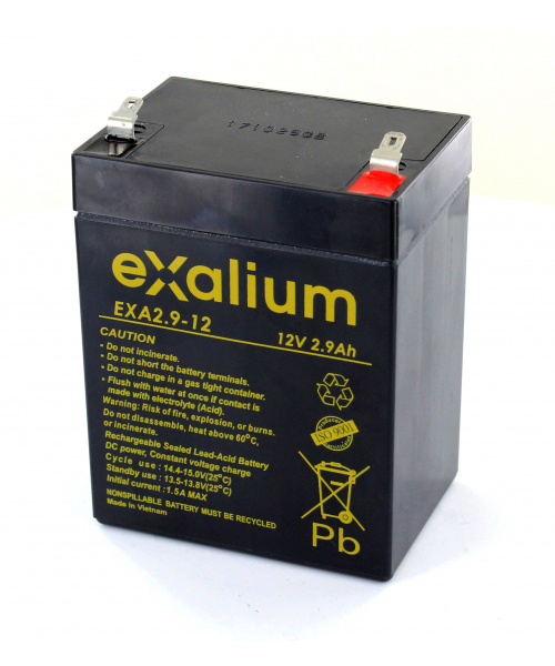 Exalium 12V F1 Lead Acid Battery, 2.9Ah