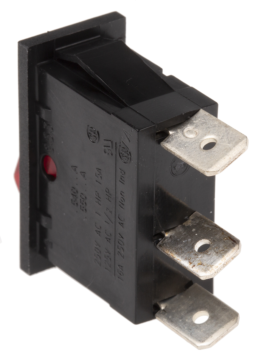 Arcolectric (Bulgin) Ltd Illuminated SPST, On-Off Rocker Switch Panel Mount