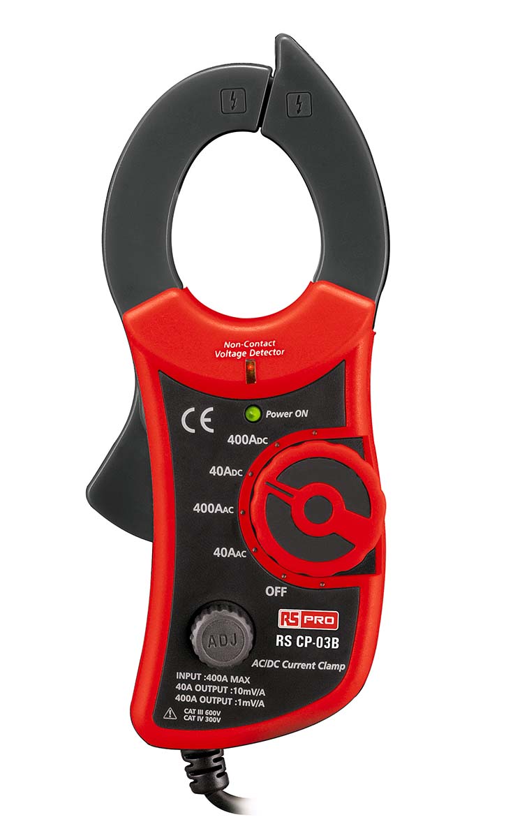 RS PRO RS CP-03B Multimeter Current Clamp Adapter, 400A DC Max, AC/DC Adapter, 400A ac AC Max, Current Output - RS