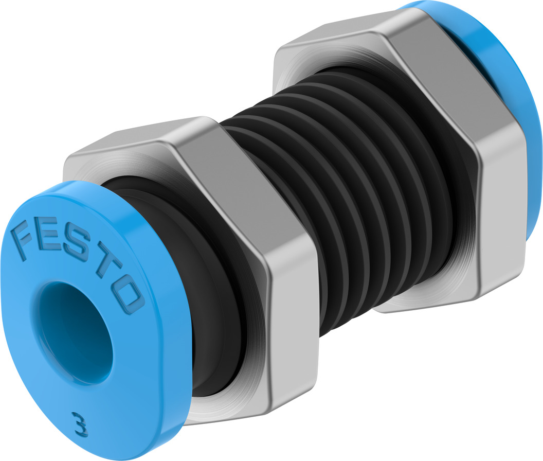 Festo QSMS Series Bulkhead Tube-to-Tube Adaptor, Push In 3 mm to Push In 3 mm, Tube-to-Tube Connection Style, 153375