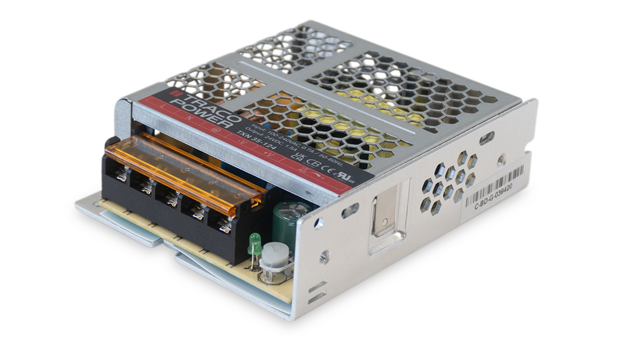 TRACOPOWER AC-DC Power Supply, TXN 35-115, 15V dc, 1.4A, 35W, 1 Output, 90 → 264V ac Input Voltage