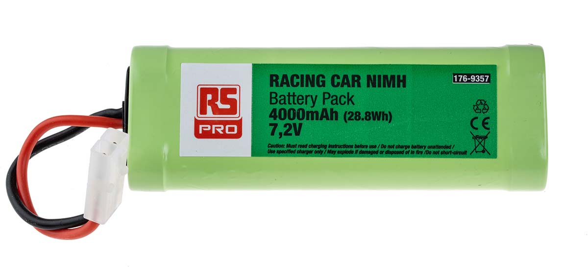 RS PRO 7.2V NiMH Rechargeable Battery Pack, 4Ah - Pack of 1