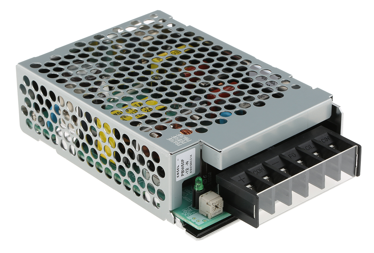 Cosel Switching Power Supply, PBW50F-12-N, ±12V dc, 2.1 A, 2.7 A, 50W, Dual Output, 120 → 370 V dc, 85 →