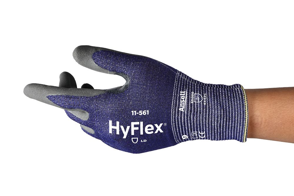 Ansell 11-561 Blue Basalt, High Performance Polyethylene, Nylon, Polyester, Spandex Work Gloves, Size 5, Nitrile Coating