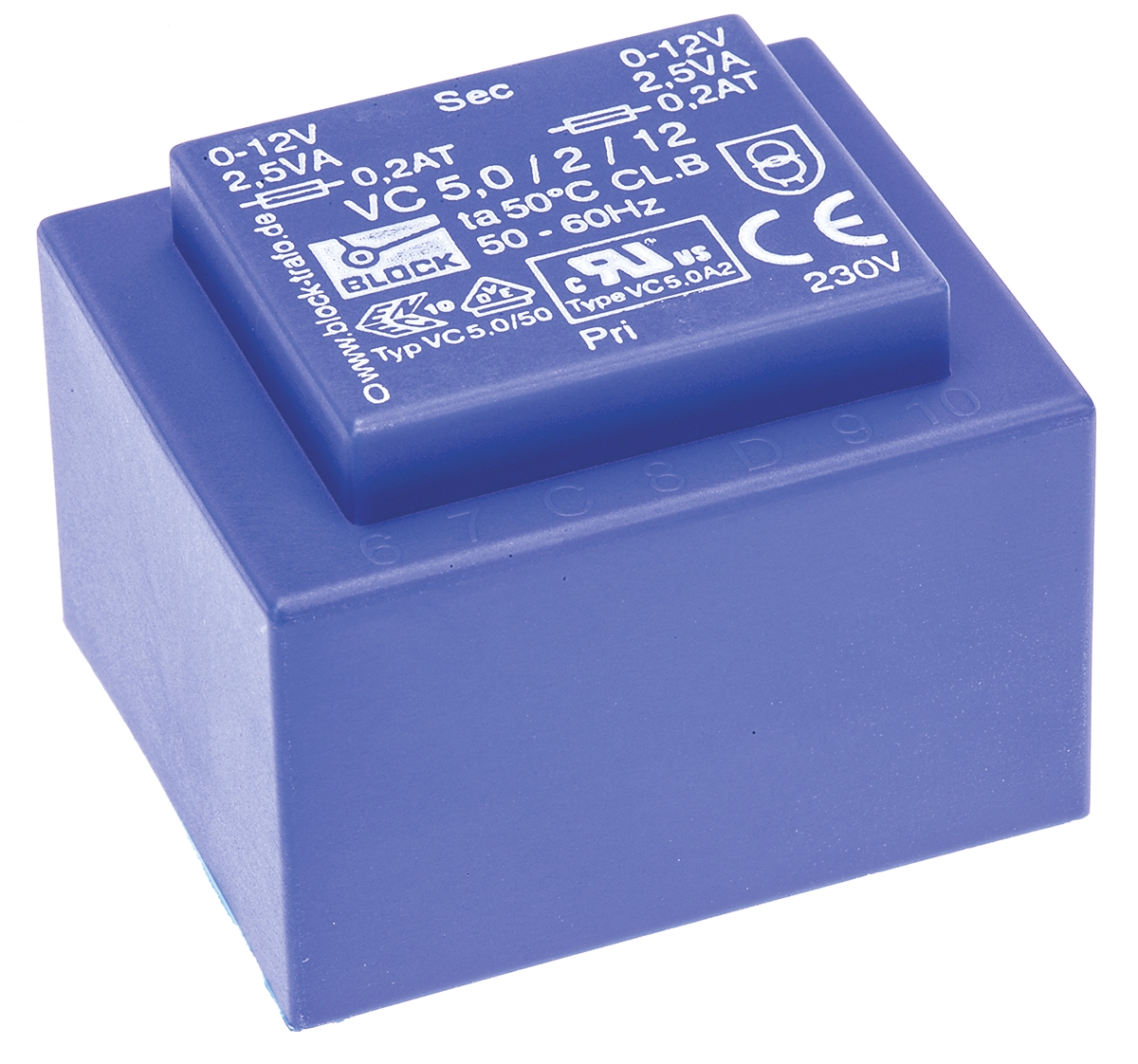 Block 12V ac 2 Output Through Hole PCB Transformer, 5VA