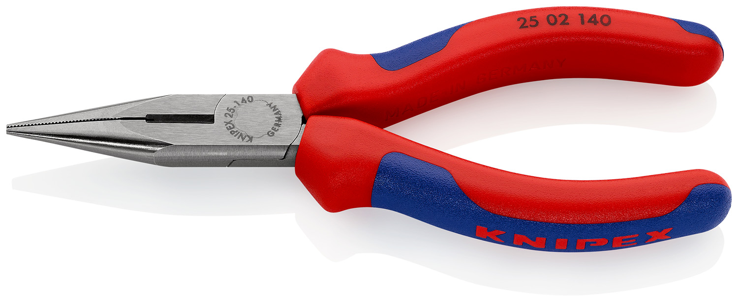 Knipex Long Nose Pliers, 140 mm Overall, Straight Tip, 42mm Jaw