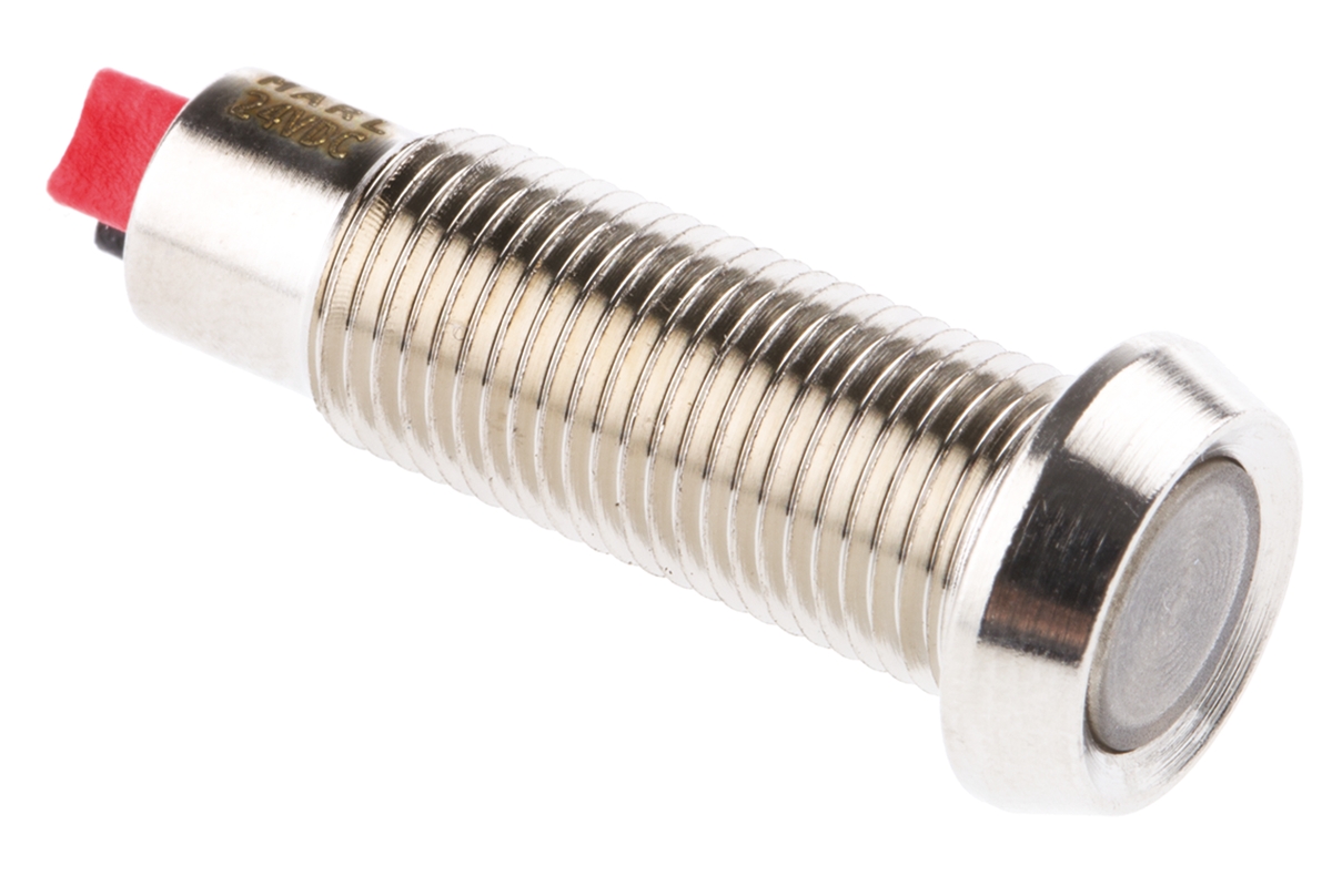 Marl Green Panel Mount Indicator, 24V dc, 8.1mm Mounting Hole Size, Solder Tab Termination, IP67