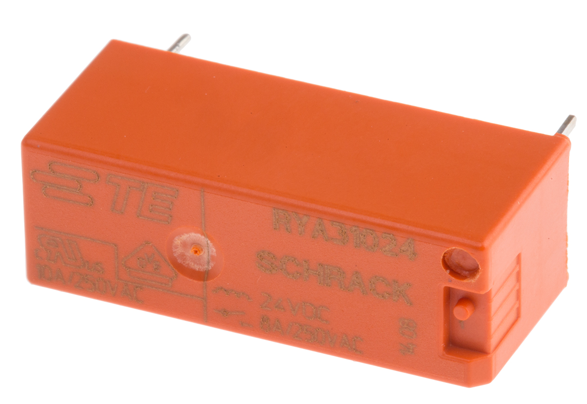 TE Connectivity PCB Mount Power Relay, 24V dc Coil, 8A Switching Current, SPST