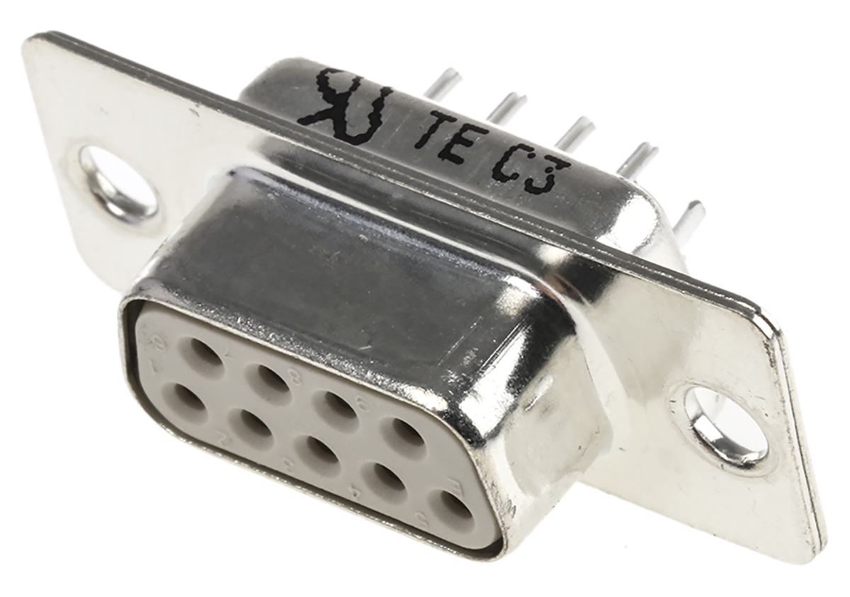 TE Connectivity 9 Way Through Hole D-sub Connector Socket, 2.74mm Pitch