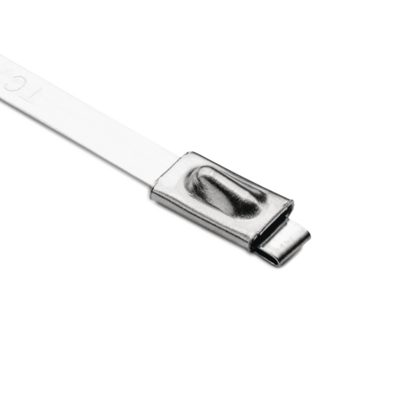 HellermannTyton Cable Tie, Roller Ball, 521mm x 4.6 mm, Metallic 316 Stainless Steel, Pk-100