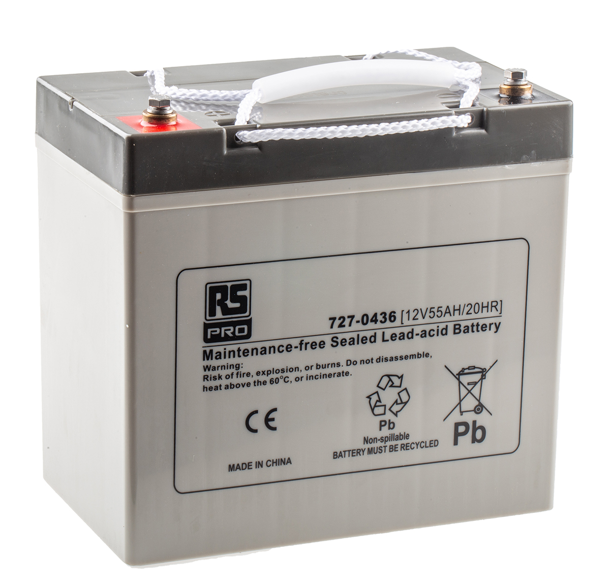 RS PRO 12V T6 Sealed Lead Acid Battery, 55Ah