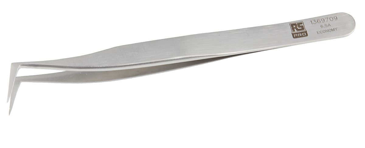 RS PRO 115 mm, Stainless Steel, Flat, Tweezers