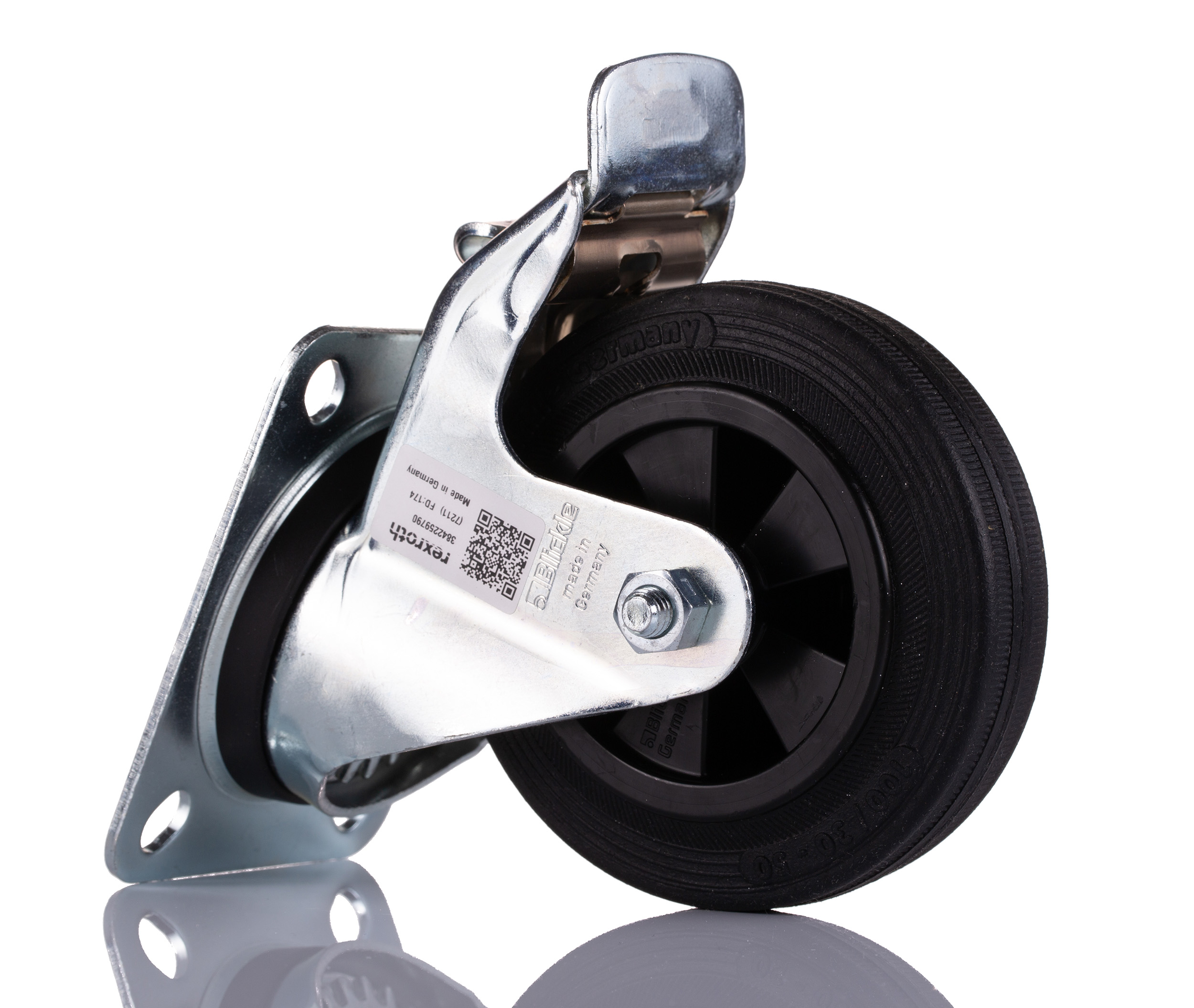 Bosch Rexroth M8 Thread Rubber Castor Wheels, 10mm Groove