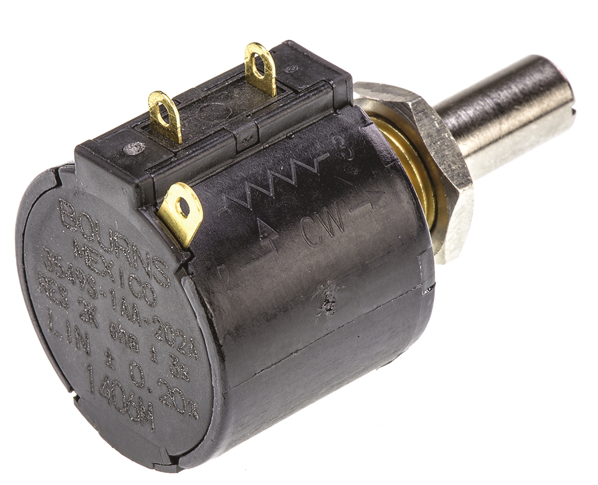 Bourns 3549 2kΩ Rotary Potentiometer 10-Turns 1-Gang Panel Mount, 3549S-1AA-202A