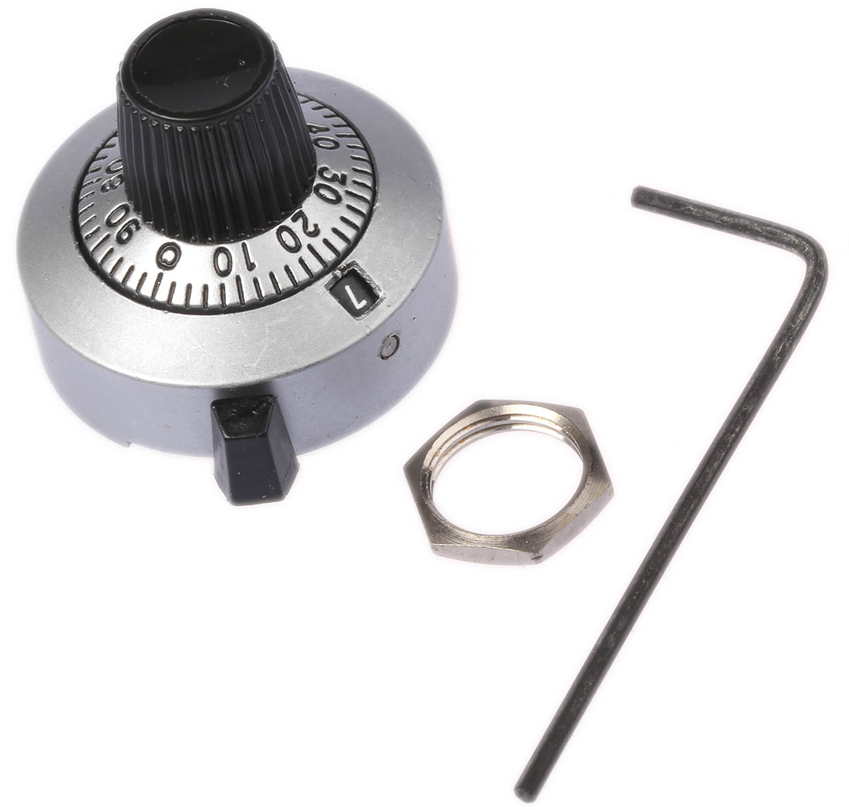 Vishay 25.4mm Chrome Potentiometer Knob for 6.35mm Shaft Splined, 11A41B10