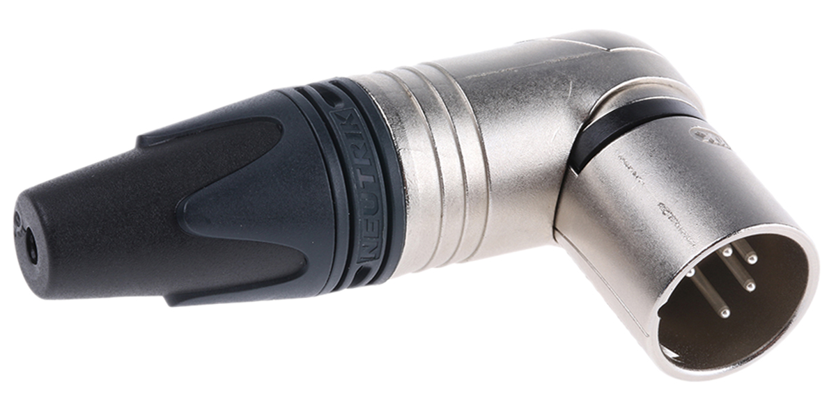 Neutrik Cable Mount XLR Connector, Right Angle, Male, 50 V, 5 Way, Silver Plating