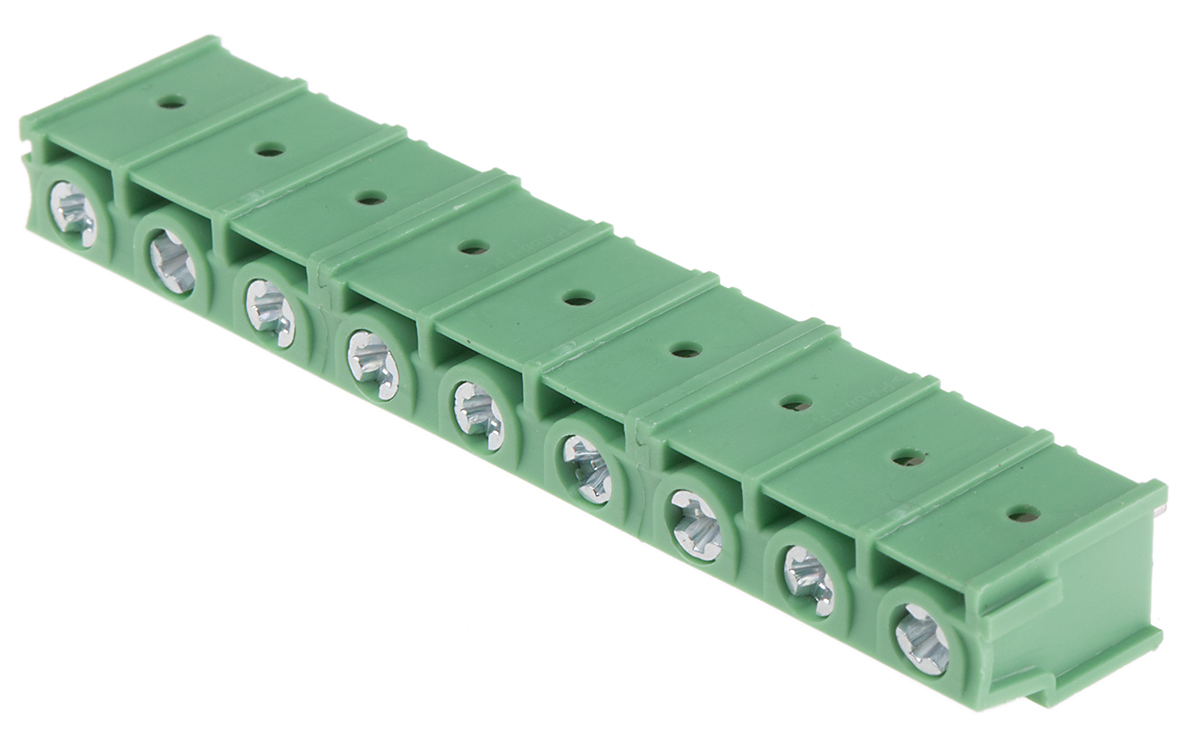 Phoenix Contact PT 2.5/ 9-7.5-H Series PCB Terminal Block, 7.5mm Pitch, Through Hole Mount, Screw Termination