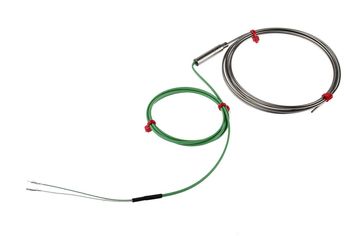 RS PRO Type K Mineral Insulated Thermocouple 2m Length, 1.5mm Diameter → +1100°C