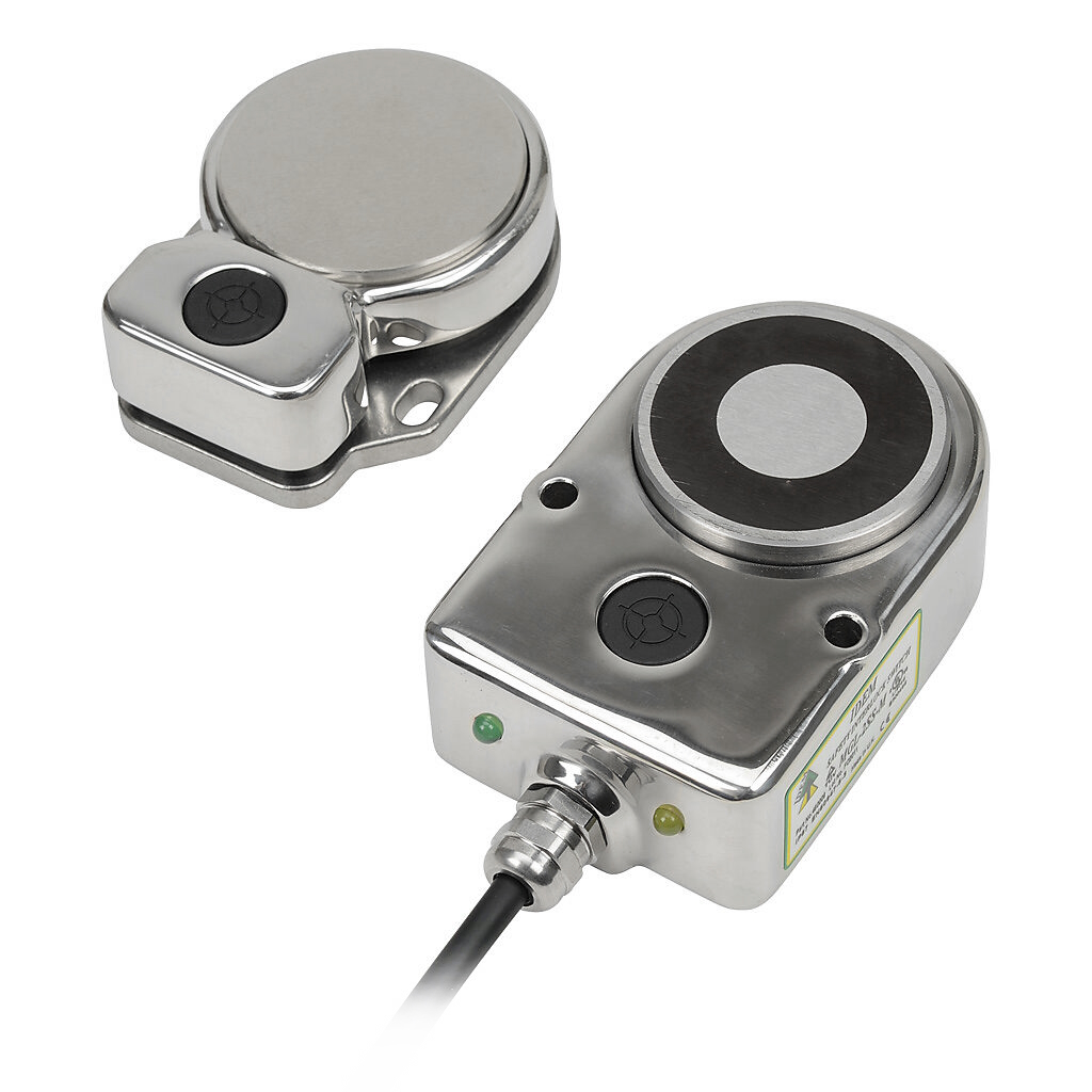 IDEM MGL Series Magnetic, RFID Non-Contact Safety Switch, 24V dc, 316 Stainless Steel Housing, 2NC, M12