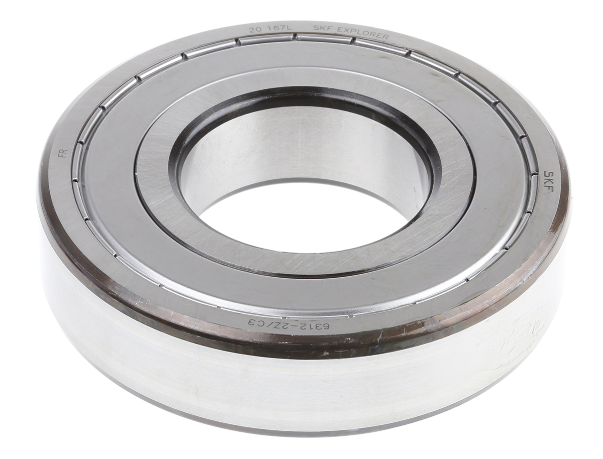 SKF 6312-2Z/C3 1 Row Ball Bearing - 60 mm ID, 130 mm OD