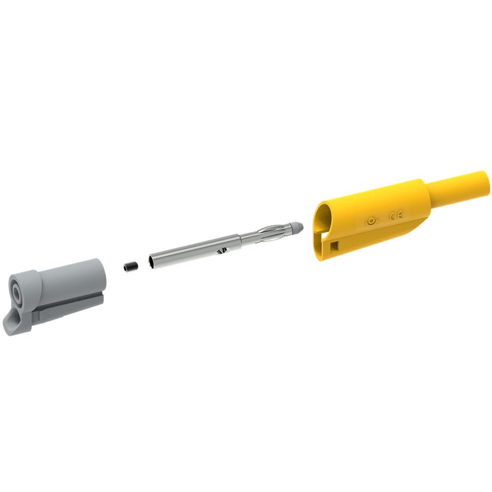 Electro PJP Yellow Male Banana Plug, 4 mm Connector, Screw Termination, 20A, 1kV, Nickel Plating