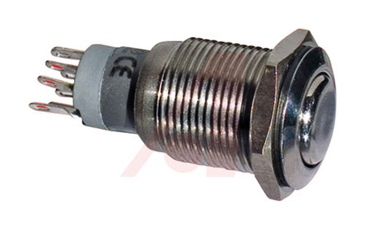 Bulgin Push Button Switch, Momentary, Panel Mount, 16.2mm Cutout, DPDT, 250V, IP66, IP68