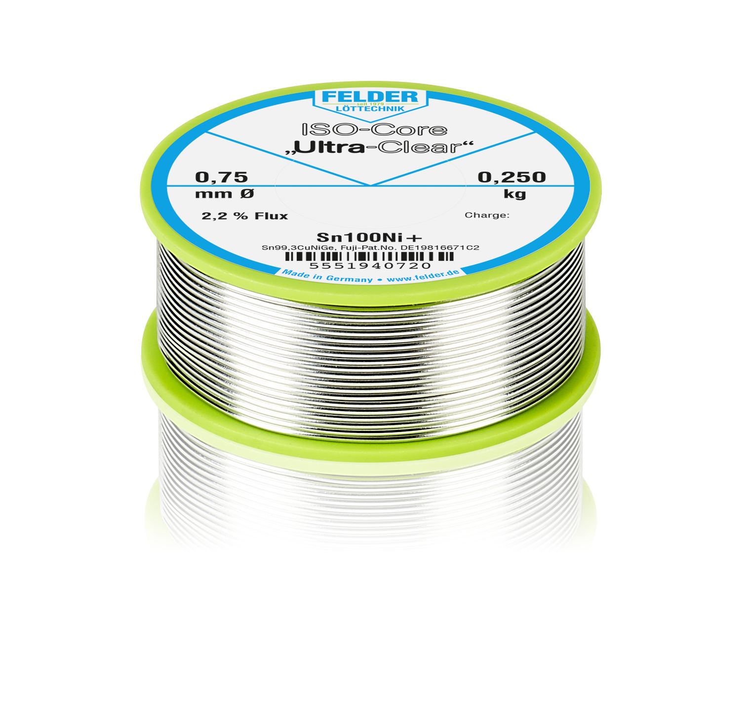Felder Lottechnik Wire, 0.75mm Lead Free Solder, 227°C Melting Point