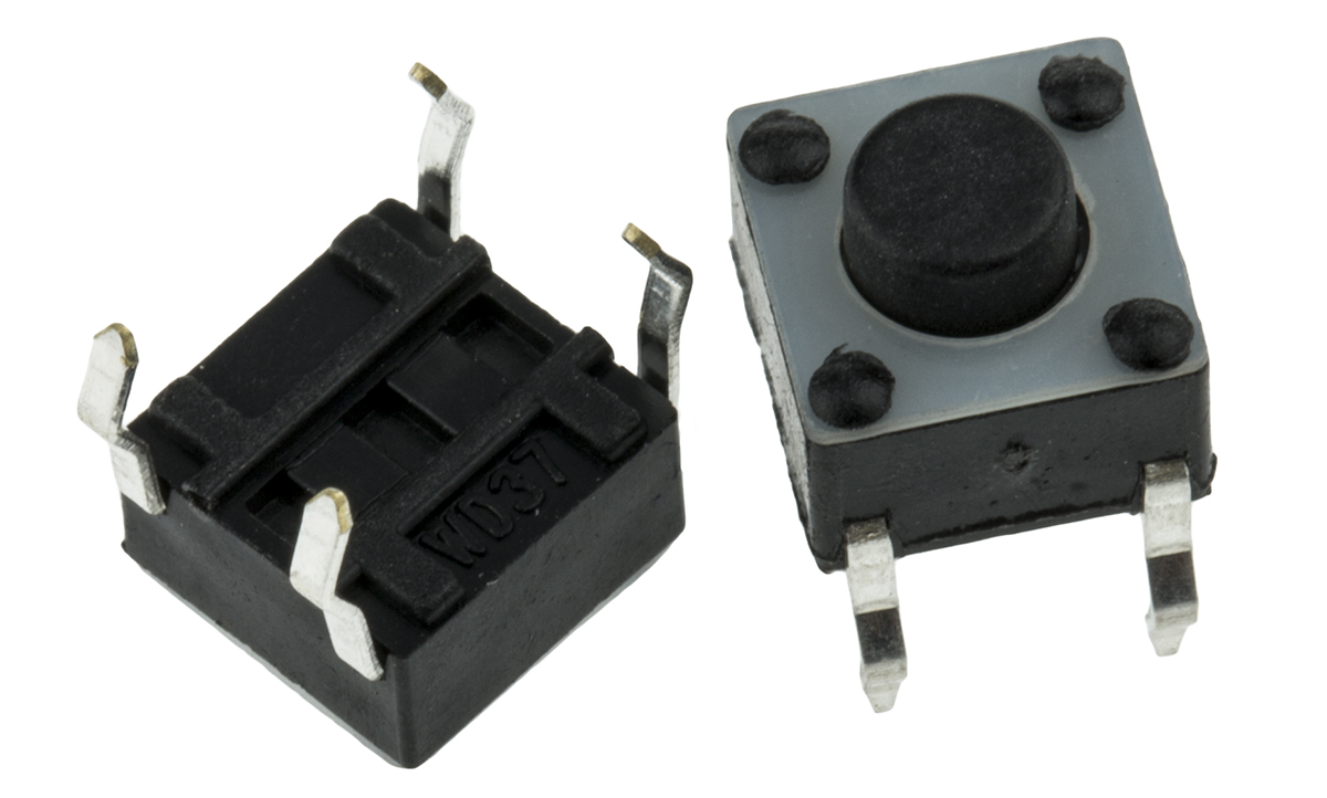 TE Connectivity Black Button Tactile Switch, SPST 50 mA @ 24 V dc 1.4mm Surface Mount