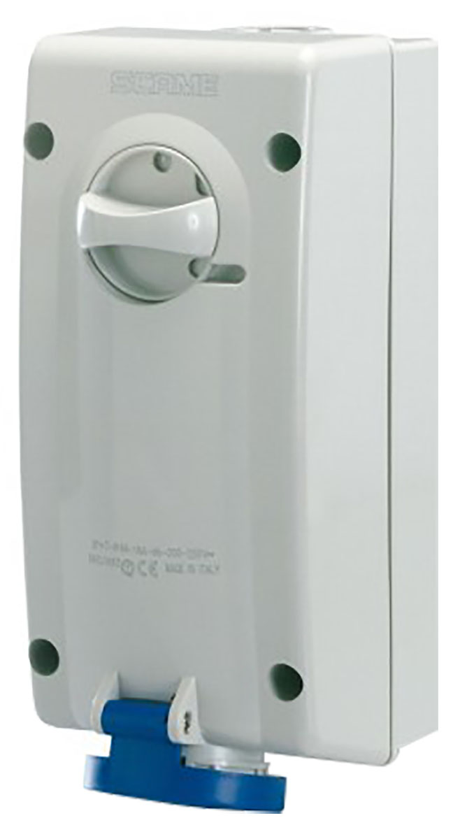 Scame Switchable IP44 Industrial Interlock Socket 2P+E, Earthing Position 6h, 16A, 250 V