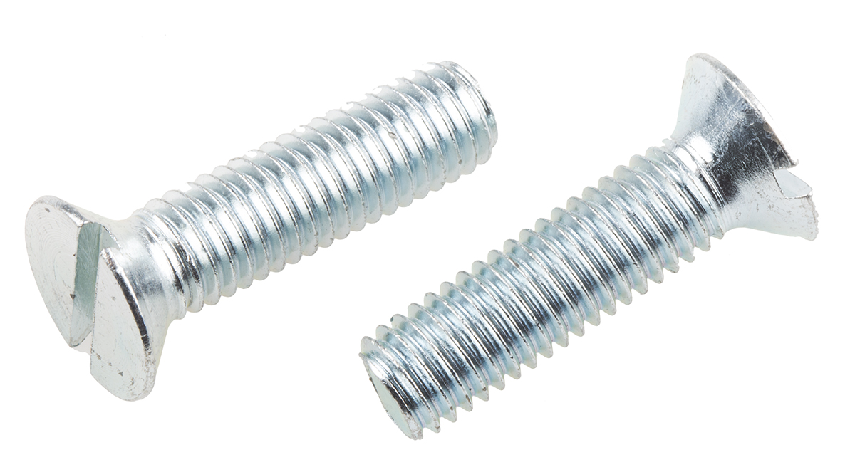 RS PRO Slot M8 Countersunk Steel Machine Screws DIN 963 x 30.0mm
